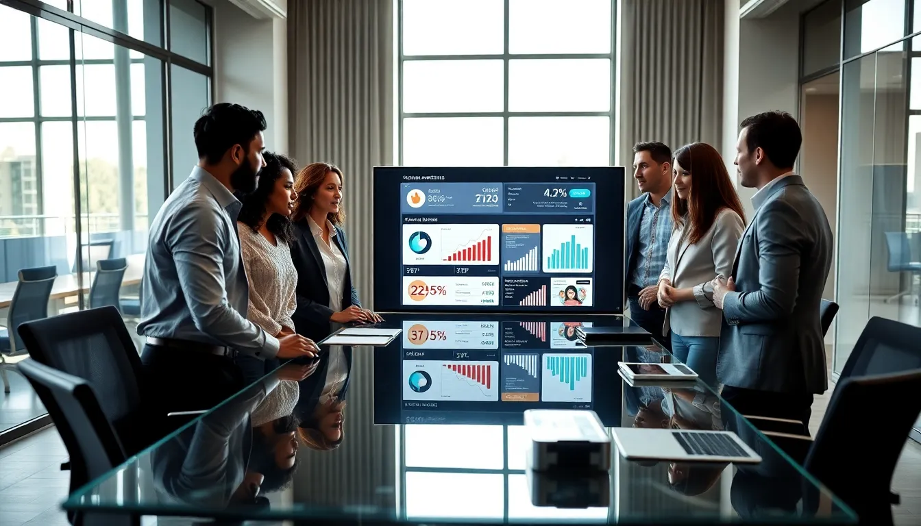 diverse marketing team collaborating on digital marketing strategy.